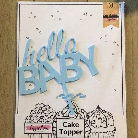 LissieLou Hello Baby Baby Shower Cake Topper Premium 3mm Acrylic Baby Blue NEW - Picture 3 of 4